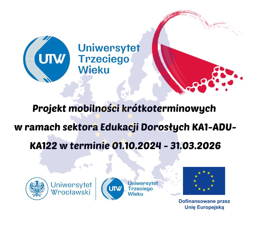 Plakat informacyjny o udziale UTW w programie Erasmus +