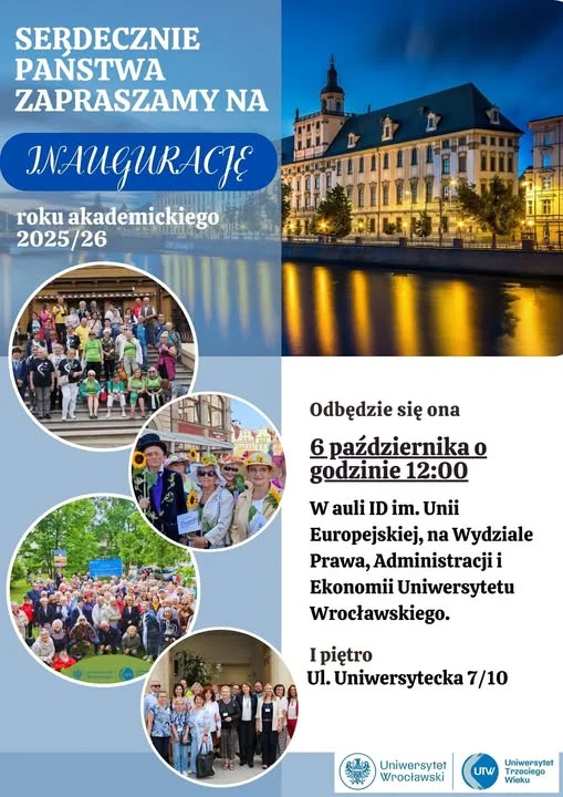 Plakat informujący o inauguracji roku akademickiego w dniu 06.10 o godzinie 12:00